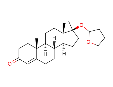 Molecular Structure of 111222-36-7 ((8R,9S,10R,13S,14S,17S)-10,13,17-Trimethyl-17-(tetrahydro-furan-2-yloxy)-1,2,6,7,8,9,10,11,12,13,14,15,16,17-tetradecahydro-cyclopenta[a]phenanthren-3-one)