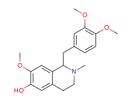Molecular Structure of 85-65-4 (1-(3,4-dimethoxybenzyl)-7-methoxy-2-methyl-1,2,3,4-tetrahydroisoquinolin-6-ol)