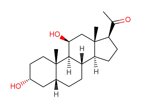 Molecular Structure of 565-92-4 (3ALPHA,11B-Dihydroxy-5B-pregnan-20-one)