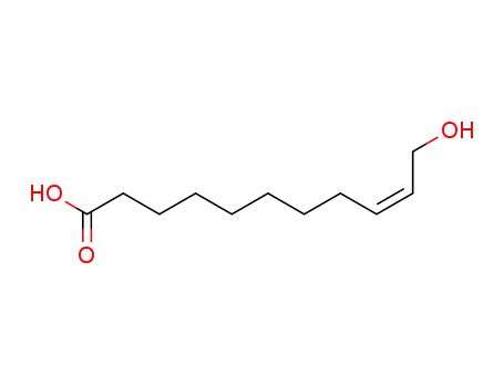 Molecular Structure of 106541-95-1 (9-Undecenoic acid, 11-hydroxy-, (Z)-)
