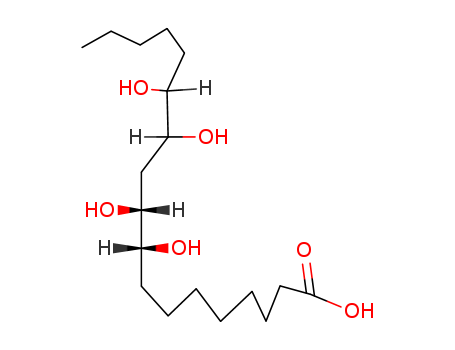 541-82-2,Octadecanoic acid, 9,10,12,13-tetrahydroxy-,9,10,12,13-Tetrahydroxyoctadecanoicacid; 9,10,12,13-Tetrahydroxystearic acid; Sativic acid