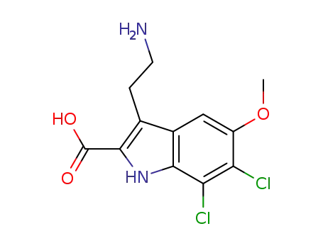 Molecular Structure of 105630-45-3 (1H-Indole-2-carboxylic acid, 3-(2-aminoethyl)-6,7-dichloro-5-methoxy-)