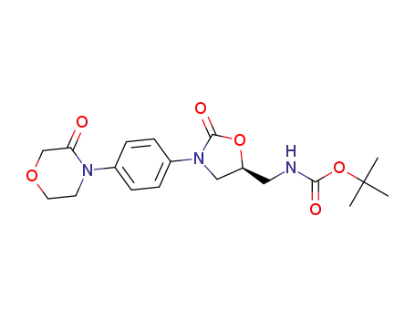 Molecular Structure of 1416129-92-4 (tert-butyl {(5S)-3-[4-(3-oxo-4-morpholinyl)phenyl]-2-oxo-1,3-oxazolidin-5-yl}methylcarbamate)