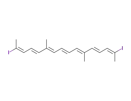 Molecular Structure of 1427286-50-7 ((2E,4E,6E,8E,10E,12E,14E)-2,15-diiodo-6,11-dimethylhexadeca-2,4,6,8,10,12,14-heptaene)