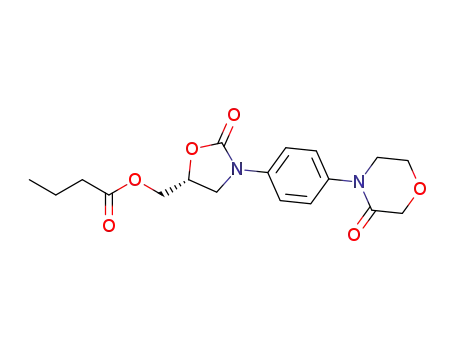 Molecular Structure of 1446022-15-6 (butyric acid-2-oxo-5(R)-3-[4-(3-oxomorpholin-4-yl)-phenyl]oxazolidin-5-yl-methyl ester)