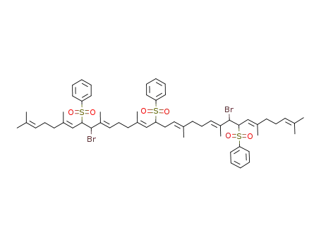 Molecular Structure of 1116695-27-2 (9,24-dibromo-8,16,25-tris(benzenesulfonyl)-2,6,10,14,19,23,27,31-octamethyldotriaconta-2,6,10,14,18,22,26,30-octaene)