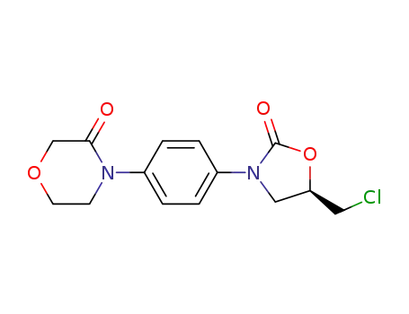 Molecular Structure of 1252018-28-2 ((R)-4-(4-(5-(chloroMethyl)-2-oxooxazolidin-3-yl)phenyl)Morpholin-3-one)