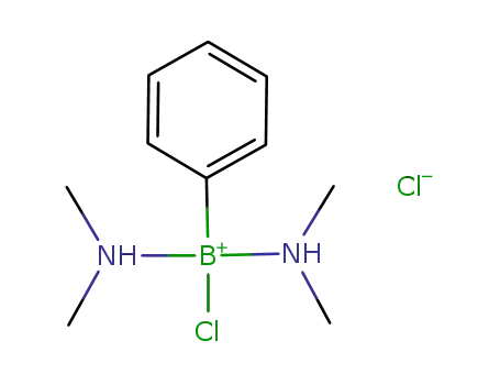 Molecular Structure of 94947-35-0 (({(CH<sub>3</sub>)2NH}2B(Cl)C<sub>6</sub>H<sub>5</sub>)<sup>(1+)</sup>*Cl<sup>(1-)</sup>=({(CH<sub>3</sub>)2NH}2B(Cl)C<sub>6</sub>H<sub>5</sub>)Cl)