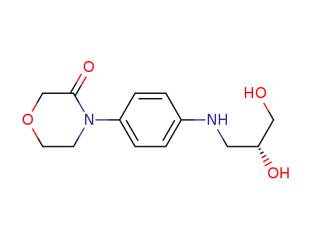 Molecular Structure of 1447919-65-4 (4-[4-{(R)-2,3-dihydroxy-propylamino}phenyl]morpholin-3-one)