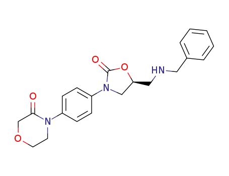 Molecular Structure of 1424942-78-8 (4-{4-[(5S)-5-(N-benzylaminomethyl)-2-oxo-1,3-oxazolidin-3-yl]phenyl}morphoIin-3-one)