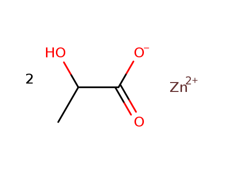 554-05-2,ZINC LACTATE,Zinclactate (6CI,7CI); Zinc, bis(2-hydroxypropanoato-O1,O2)-, (T-4)-; Zinc,bis(lactato)- (8CI); Propanoic acid, 2-hydroxy-, zinc complex; Zincdi(2-hydroxypropionate)