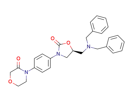 Molecular Structure of 1372665-04-7 (4-{4-[(5S)-5-((dibenzylamino)methyl)-2-oxo-1,3-oxazolidin-3-yl]phenyl}morpholin-3-one)
