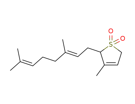 Molecular Structure of 94987-60-7 ((2'E)-2-(3',7'-dimethylocta-2',6'-dienyl)-3-methyl-2,5-dihydrothiophen 1,1-dioxide)