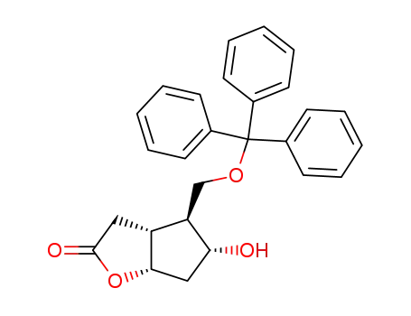 Molecular Structure of 62939-85-9 ((-)-7α-hydroxy-6β-triphenylmethoxymethyl-cis-2-oxabicyclo<3.3.0>octan-3-one)