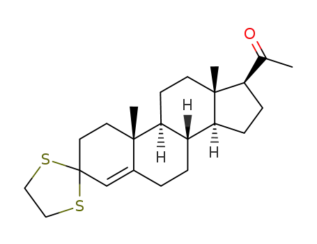 Molecular Structure of 63883-02-3 (3,3-ethanediyldimercaptopregn-4-en-20-one)