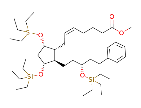 Molecular Structure of 930118-48-2 (methyl (Z)-7-[(1R,2R,3R,5S)-2-((3S)-3-triethylsilyloxy-5-phenyl-1-(phenylsulfonyl)pentyl)-3,5-bis(triethylsilyloxy)cyclopentyl]hept-5-enoate)