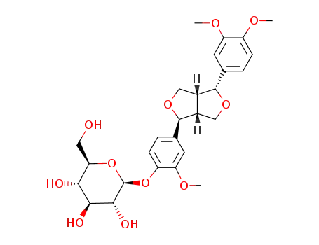 Molecular Structure of 487-41-2 (β-D-Glucopyranoside,4-[(1S,3αR,4R,6αR)-4-(3,4-dimethoxyphenyl)tetrahydro-1H,3H-furo[3,4-c]furan-1-yl]-2-methoxyphenyl)