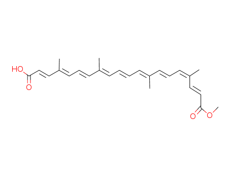 2,4,6,8,10,12,14,16,18-Eicosanonaenedioicacid, 4,8,13,17-tetramethyl-, 1-methyl ester,(2E,4Z,6E,8E,10E,12E,14E,16E,18E)-(6983-79-5)