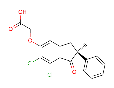 Molecular Structure of 57297-16-2 ((S)-[(6,7-dichloro-2,3-dihydro-2-methyl-1-oxo-2-phenyl-1H-inden-5-yl)oxy]acetic acid)