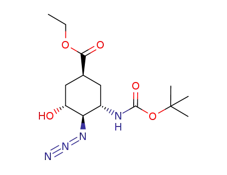 Molecular Structure of 1287204-69-6 ((1S,3S,4R,5R)-ethyl 4-azido-3-(tert-butoxycarbonylamino)-5-hydroxycyclohexanecarboxylate)