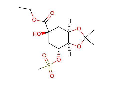 1,3-BENZODIOXOLE-5-CARBOXYLIC ACID, HEXAHYDRO-5-HYDROXY-2,2-DIMETHYL-7-[(METHYLSULFONYL)OXY]-, ETHYL ESTER, (3AR,5S,7R,7AR)-CAS