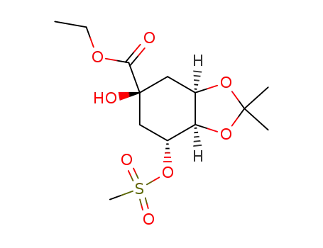 Molecular Structure of 204254-81-9 (ethyl (3aR,5S,7R,7aR)-5-hydroxy-7-methanesulfonyloxy-2,2-dimethylhexahydrobenzo[1,3]dioxole-5-carboxylate)