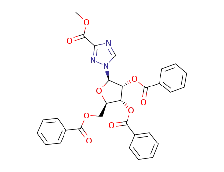Molecular Structure of 39925-12-7 (methyl 1-(2,3,5-tri-O-benzoyl-β-D-ribofuranosyl)-1,2,4-triazole-3-carboxylate)