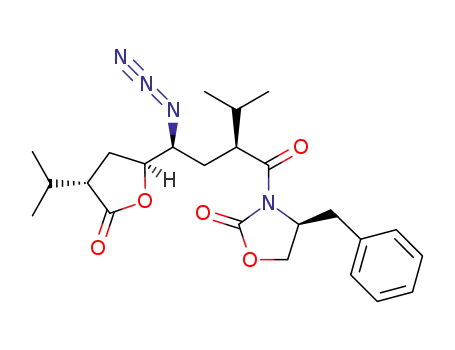 Molecular Structure of 173154-01-3 ((4S)-3-[(2S,4S)-4-Azido-2-(1-Methylethyl)-1-oxo-4-[(2S,4S)-tetrahydro-4-(1-Methylethyl)-5-oxo-2-furanyl]butyl]-4-(phenylMethyl)-2-Oxazolidinone)