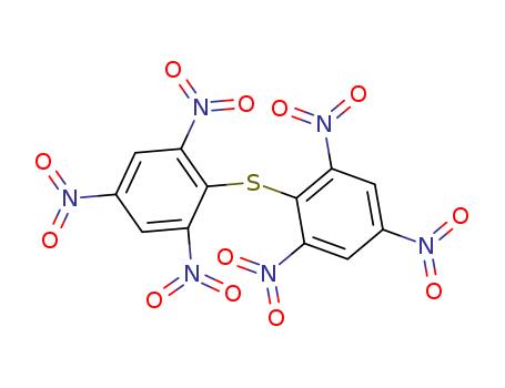 2217-06-3,bis(2,4,6-trinitrophenyl) sulphide,Picrylsulfide (6CI,7CI,8CI); 2,2',4,4',6,6'-Hexanitrodiphenyl sulfide;2,4,6,2',4',6'-Hexanitrodiphenyl sulfide; 2,4,6-Trinitrophenyl sulfide;Bis(2,4,6-trinitrophenyl) sulfide; Dipicryl sulfide; NSC 243670