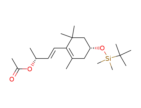 Molecular Structure of 872003-41-3 (Acetic acid (E)-(R)-3-[(R)-4-(tert-butyl-dimethyl-silanyloxy)-2,6,6-trimethyl-cyclohex-1-enyl]-1-methyl-allyl ester)
