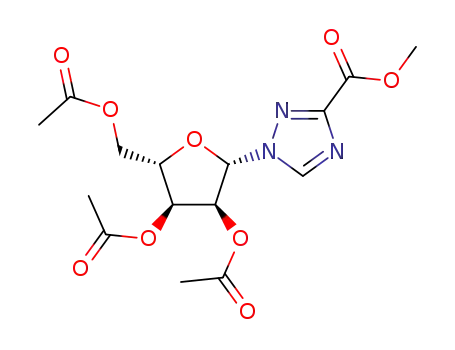 Molecular Structure of 206269-26-3 (methyl 1-(2,3,5-tri-O-acetyl-β-L-ribofuranosyl)-1,2,4-triazole-3-carboxylate)
