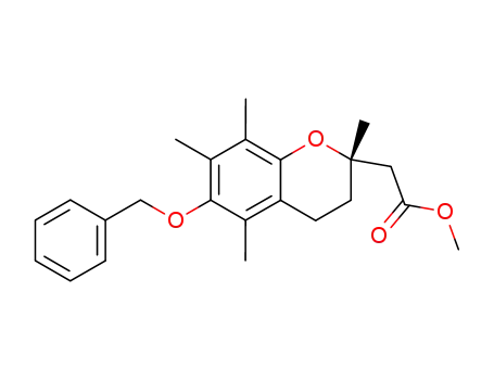 Molecular Structure of 58846-72-3 (2H-1-Benzopyran-2-acetic acid,
3,4-dihydro-2,5,7,8-tetramethyl-6-(phenylmethoxy)-, methyl ester, (S)-)