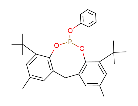 Molecular Structure of 34573-99-4 (4,8-di-tert-butyl-2,10-dimethyl-6-phenoxy-12H-dibenzo[d,g][1,3,2]dioxaphosphocine)
