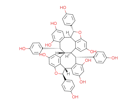 Molecular Structure of 81344-96-9 (Dibenz[4,5:10,11]octaleno[3,2,1-cd:9,8,7-c'd']- bisbenzofuran-4,6,9,14,16,19-hexol,2,2a,7,7a,- 12,12a,17,17a-octahydro-2,7,12,17-tetrakis(4- hydroxyphenyl)-,(2R,2aR,7S,7aR,12S,12aR,- 17S,17aR)-rel-(-)- )