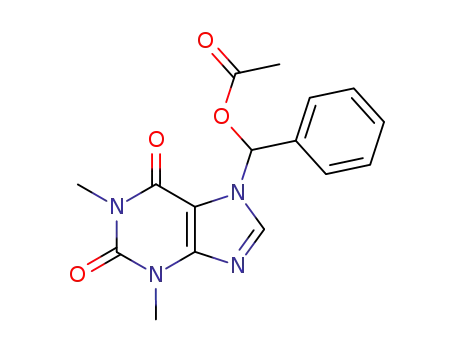 Molecular Structure of 226386-40-9 ((1,3-Dimethyl-2,6(1H,3H)-dioxopurin-7-yl)(phenyl)methyl acetate)