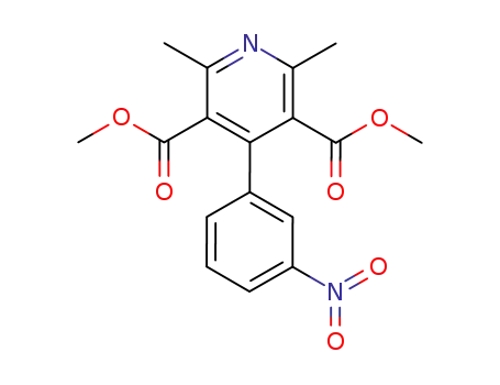 Molecular Structure of 76258-20-3 (2,6-DIMETHYL-4-(3-NITRO-PHENYL)-PYRIDINE-3,5-DICARBOXYLIC ACID DIMETHYL ESTER)