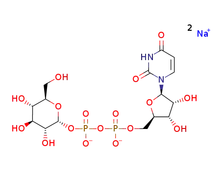 Molecular Structure of 28053-08-9 (Uridine 5'-diphosphoglucose disodium salt)