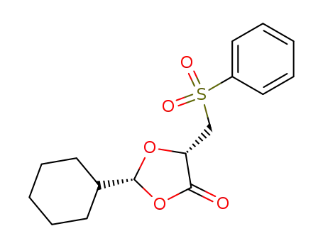 Molecular Structure of 140663-05-4 ((2S,5R)-5-Benzenesulfonylmethyl-2-cyclohexyl-[1,3]dioxolan-4-one)