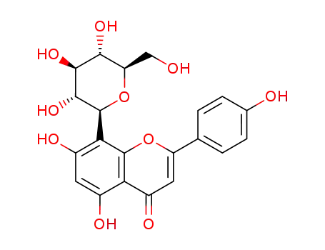 Molecular Structure of 55555-34-5 (4H-1-Benzopyran-4-one,8-b-D-glucopyranosyl-5,7-dihydroxy-2-(4-hydroxyphenyl)-)