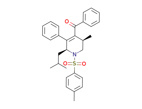 Molecular Structure of 1427520-27-1 (((3R,6S)-6-isobutyl-3-methyl-5-phenyl-1-tosyl-1,2,3,6-tetrahydropyridin-4-yl)(phenyl)methanone)
