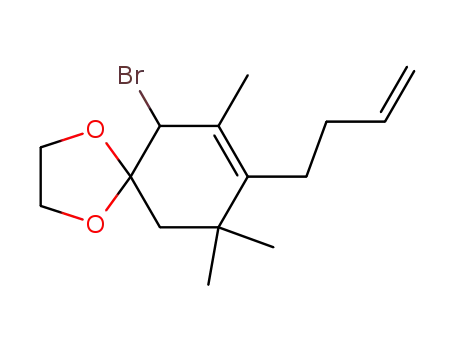 Molecular Structure of 149457-34-1 (6-Bromo-8-but-3-enyl-7,9,9-trimethyl-1,4-dioxaspiro[4.5]dec-7-ene)