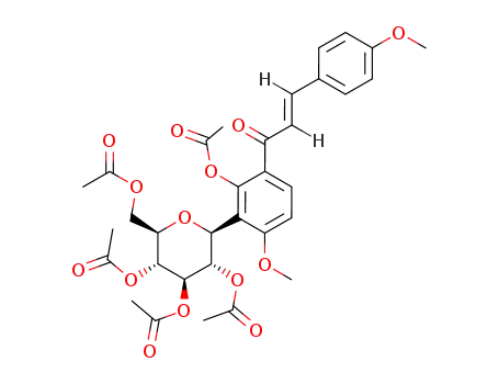 Molecular Structure of 69667-95-4 (Acetic acid (2S,3S,4R,5R,6R)-4,5-diacetoxy-2-{2-acetoxy-6-methoxy-3-[(E)-3-(4-methoxy-phenyl)-acryloyl]-phenyl}-6-acetoxymethyl-tetrahydro-pyran-3-yl ester)
