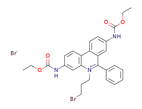 Molecular Structure of 62113-49-9 (3,8-BIS-ETHOXYCARBONYLAMINO-5-(3-BROMO-PROPYL)-6-PHENYL-PHENANTHRIDINIUM BROMIDE)