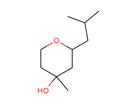 Molecular Structure of 185019-16-3 (2H-Pyran-4-ol, tetrahydro-4-methyl-2-(2-methylpropyl)-)