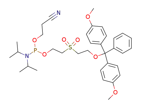 Molecular Structure of 108783-02-4 ((2-CYANOETHOXY)-2-(2''-O-1,1''-DIMETHOXYTRITYLOXYETHYLSULFONYL)- ETHOXY-N,N-DIISOPROPYLAMINOPHOSPHINE))