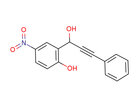 Molecular Structure of 1008105-70-1 (2-(1-hydroxy-3-phenylprop-2-yn-1-yl)-4-nitrophenol)