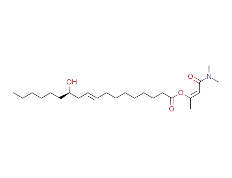 Molecular Structure of 65545-12-2 ((E)-(R)-12-Hydroxy-octadec-9-enoic acid (Z)-2-dimethylcarbamoyl-1-methyl-vinyl ester)
