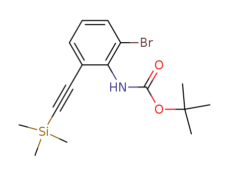 Molecular Structure of 187099-50-9 ((2-Bromo-6-trimethylsilanylethynyl-phenyl)-carbamic acid tert-butyl ester)