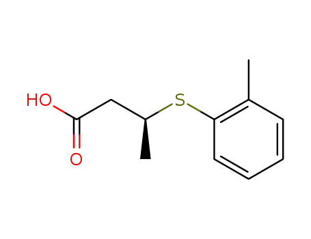 Molecular Structure of 141079-87-0 (Butanoic acid, 3-[(2-methylphenyl)thio]-, (S)-)