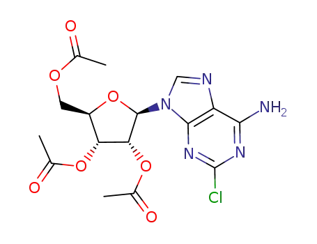 Molecular Structure of 79999-39-6 (2-CHLORO-6-AMINO-9-(2',3',5'-TRI-O-ACETYL-?-D-RIBOFURANOSYL)PURINE)